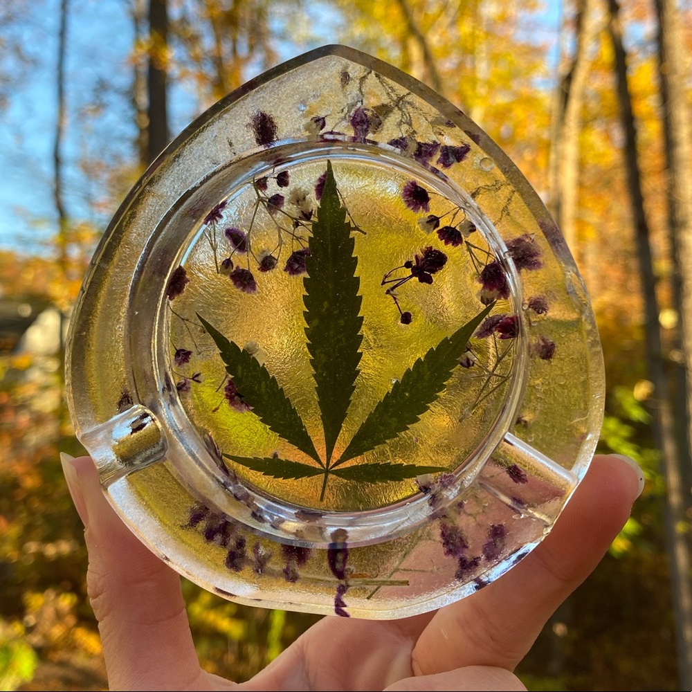 Handmade resin cannabis ashtray